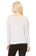 Women's Flowy Long-Sleeve Off Shoulder T-Shirt - White Marble