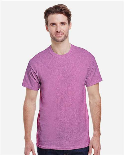 Gildan 5000 Heather Radiant Orchid — on model front