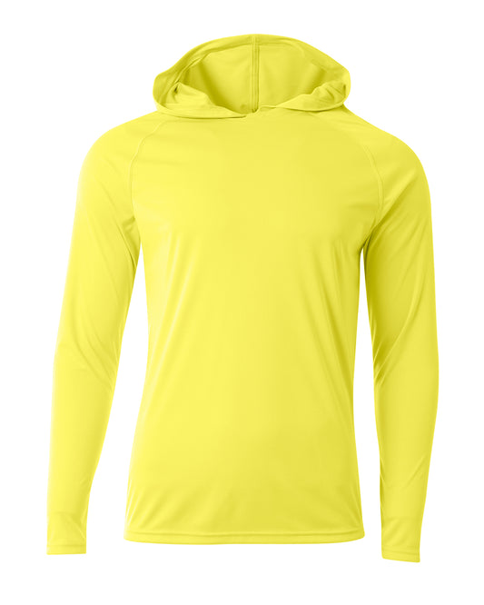 A4 Unisex Cooling Long Sleeve Hooded Tee - SAFETY YELLOW