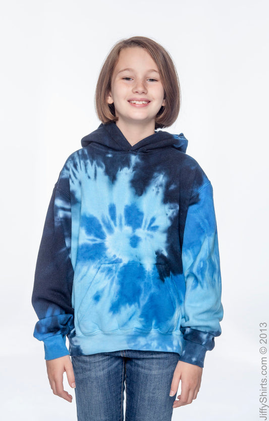 Youth Tie-Dyed Pullover Hoodie - Blue Ocean