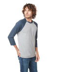 Unisex CVC 3/4 Sleeve Raglan Baseball T-Shirt - Midnight Navy / Dark Heather Gray