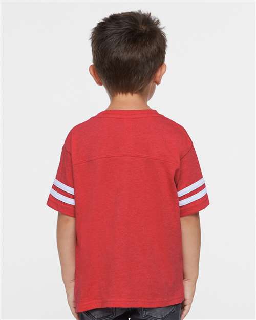 Rabbit Skins 3037 Vintage Red/ White — on model back