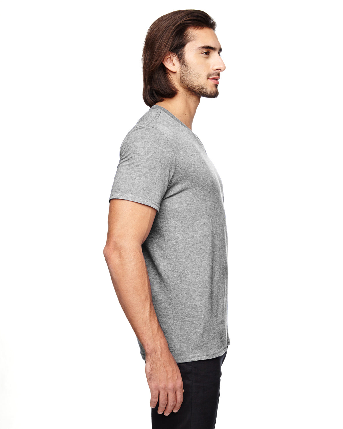 Unisex Triblend V-Neck T-Shirt - Heather Gray