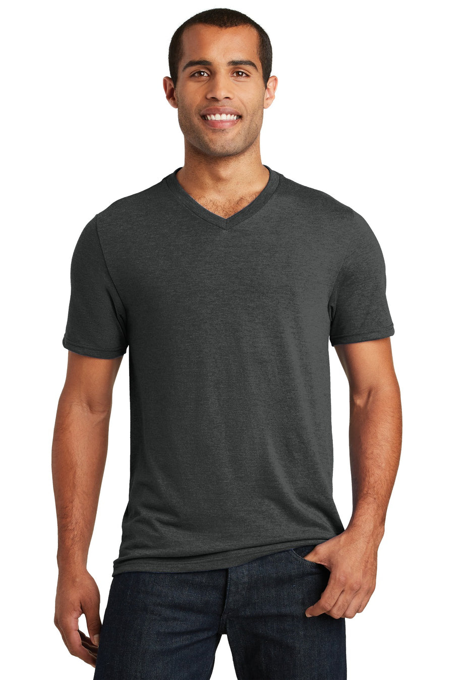 Unisex Perfect Tri V-Neck Tee - Black Frost