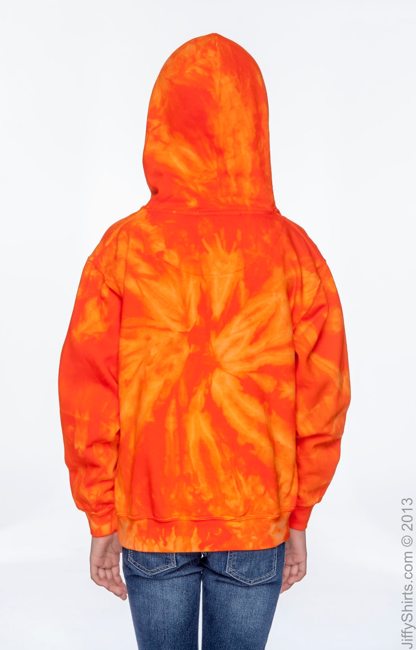 Youth Tie-Dyed Pullover Hoodie - Spider Orange