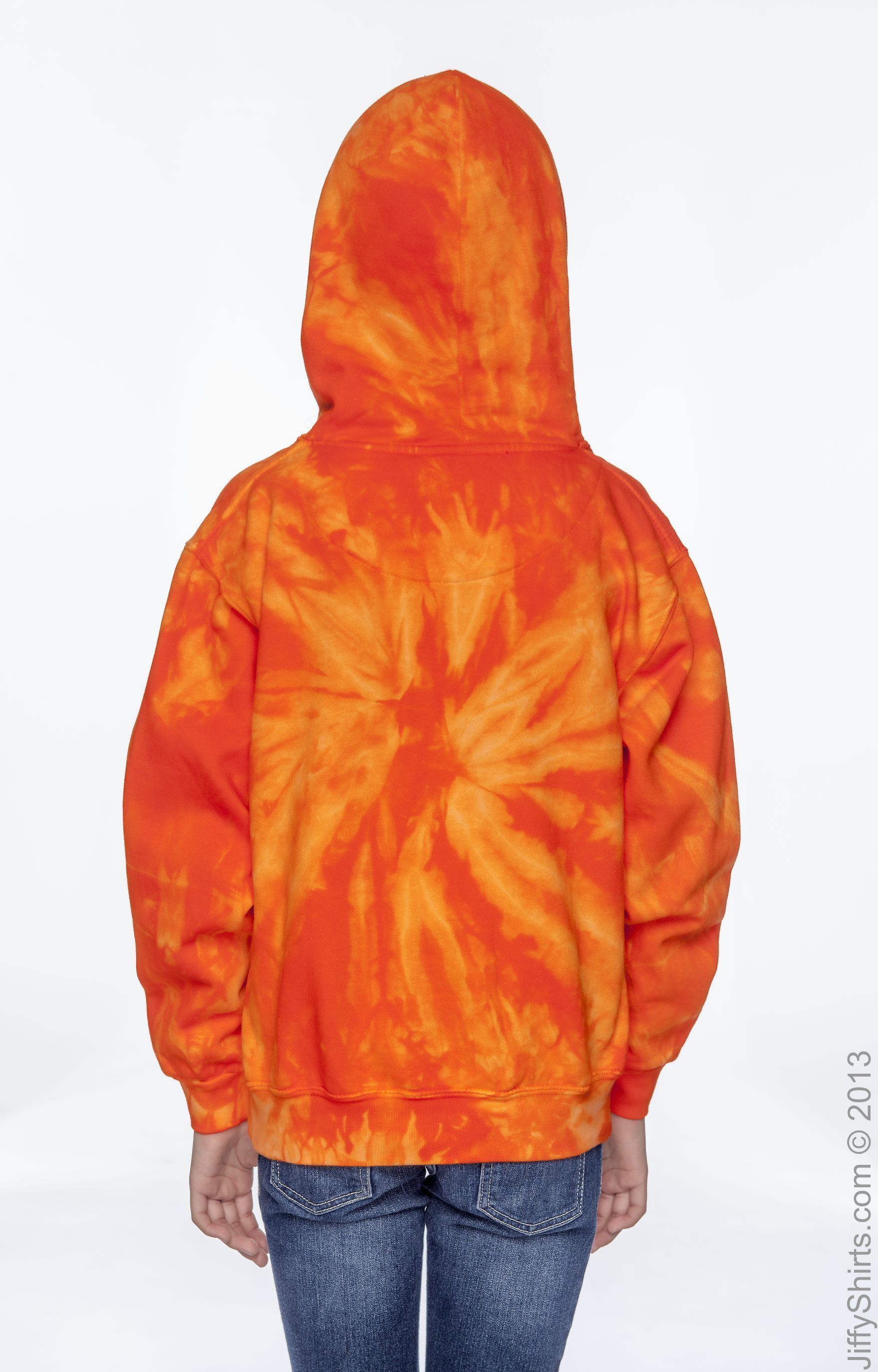 Youth Tie-Dyed Pullover Hoodie - Spider Orange