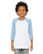 Bella + Canvas 3200Y - Youth 3/4-Sleeve Baseball T-Shirt - White / Denim