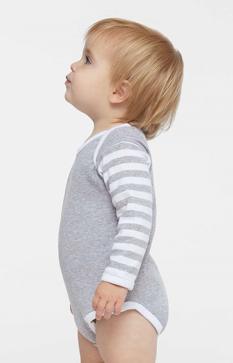 Infant Long-Sleeve Bodysuit - Heather / White / Heather White St