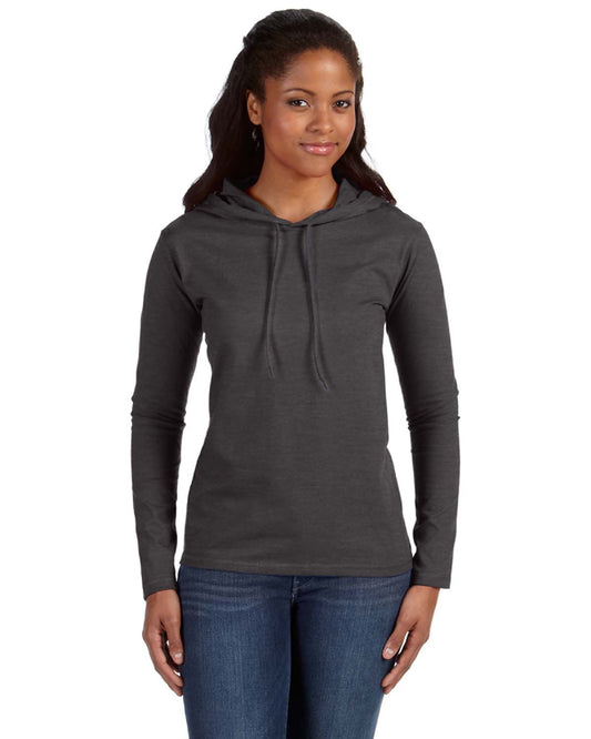 Women's Lightweight Long-Sleeve Hooded T-Shirt - Heather Dark Gray / Dark Gray