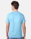 Hanes 5250 Aquatic Blue — on model back