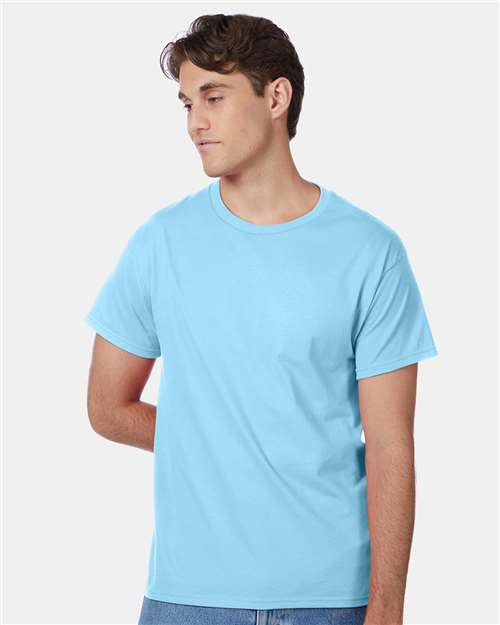 Hanes 5250 Aquatic Blue — on model front