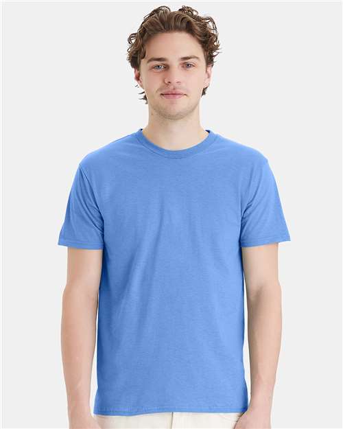 Hanes 4980 Carolina Blue — on model front