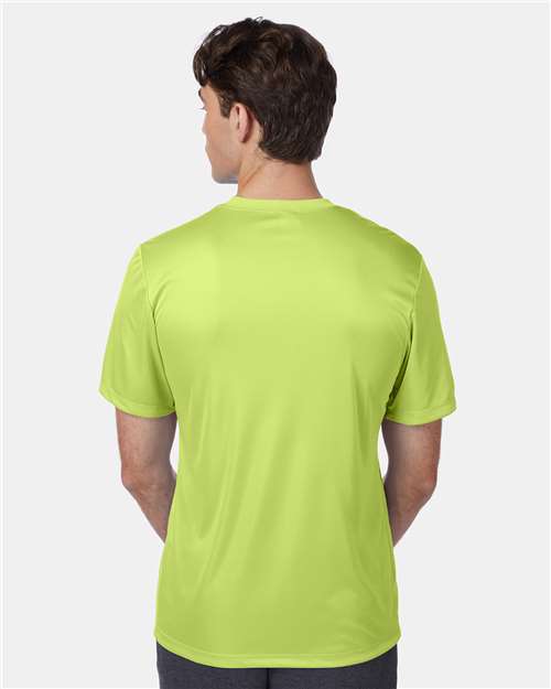 Hanes 4820 Safety Green — on model back