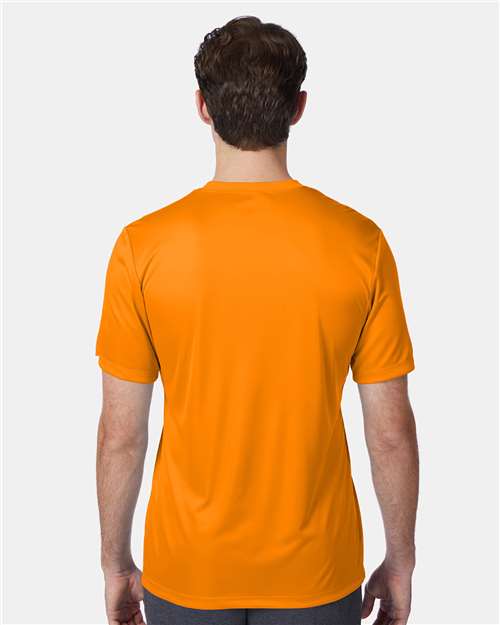 Hanes 4820 Safety Orange — on model back