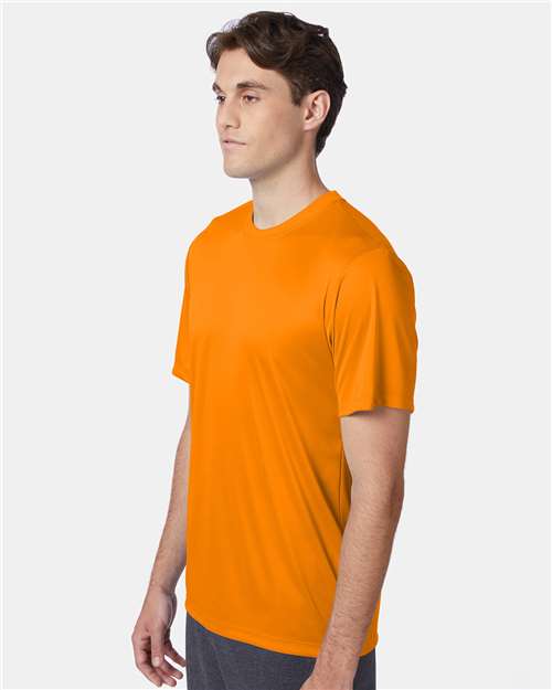 Hanes 4820 Safety Orange — on model side