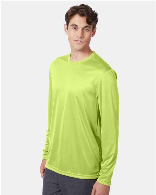 Hanes 482L Safety Green — on model side