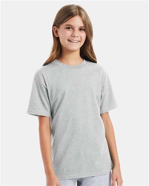 Hanes 498Y Ash — on model front