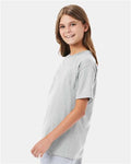 Hanes 498Y Ash — on model side