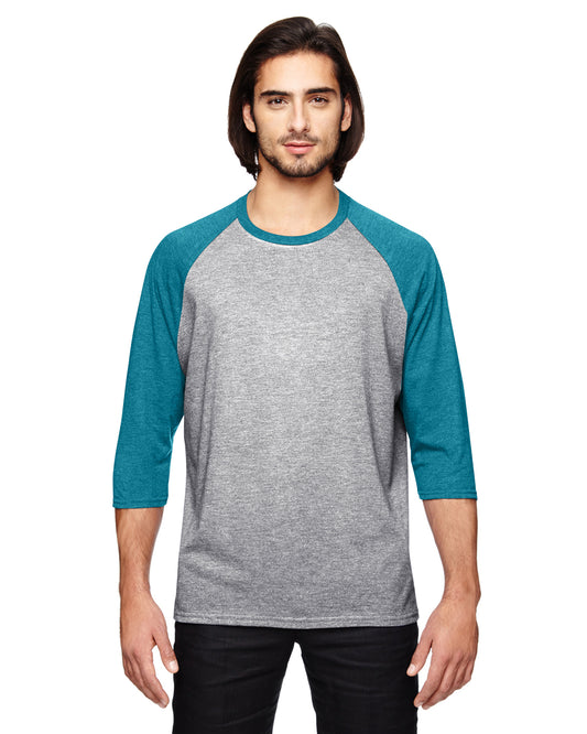 Unisex Triblend 3/4-Sleeve Raglan T-Shirt - Heather Gray / Heather Gblu