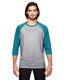Anvil 6755 - Unisex Triblend 3/4-Sleeve Raglan T-Shirt - Heather Gray / Heather Gblu