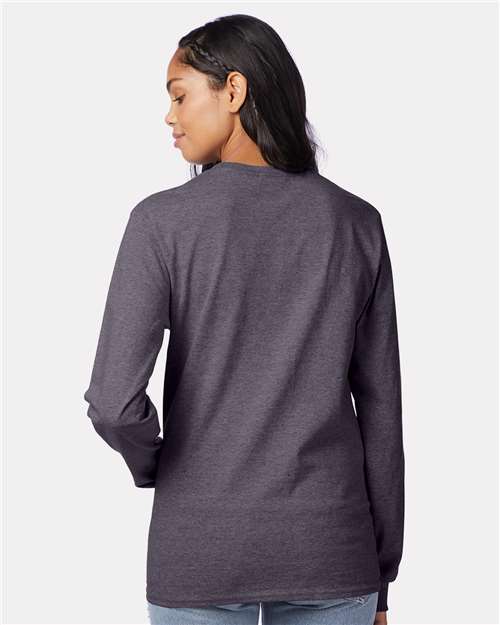 Hanes 5586 Charcoal Heather — on model back