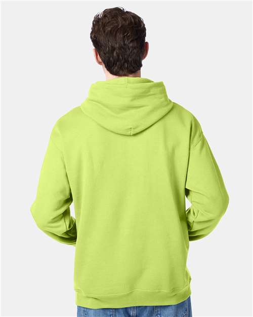 Hanes P170 Safety Green — on model back