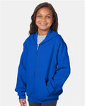 Hanes P480 Deep Royal — on model side