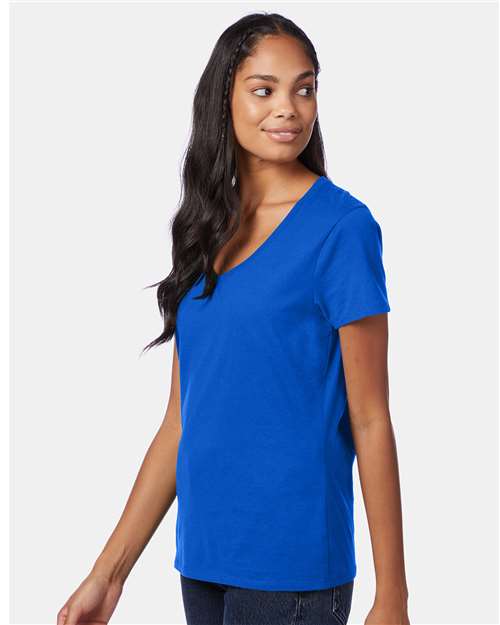 Hanes S04V Deep Royal — on model side