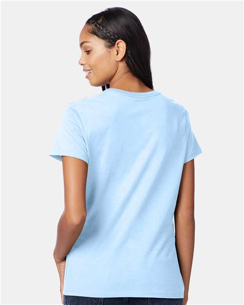Hanes S04V Light Blue — on model back