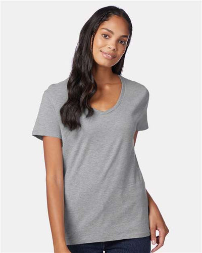 Hanes S04V Light Steel — on model front