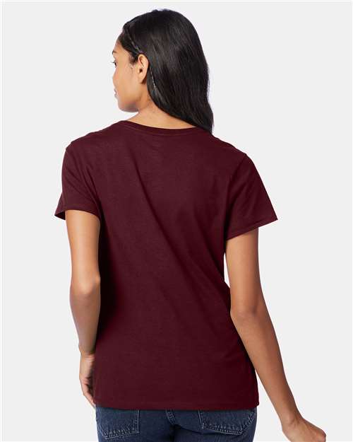 Hanes S04V Maroon — on model back