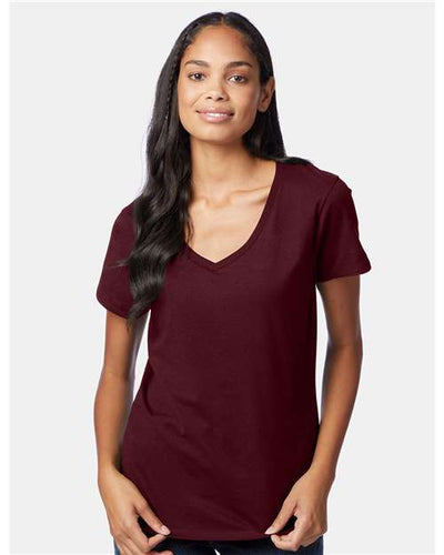 Hanes S04V Maroon — on model front