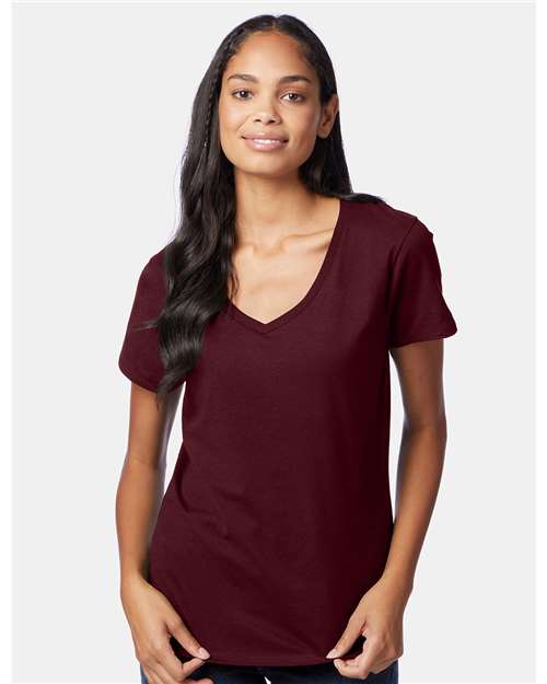 Hanes S04V Maroon — on model front