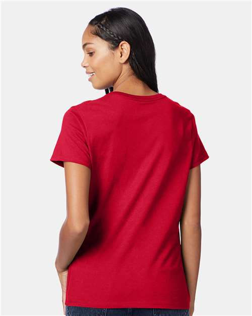 Hanes S04V Deep Red — on model back