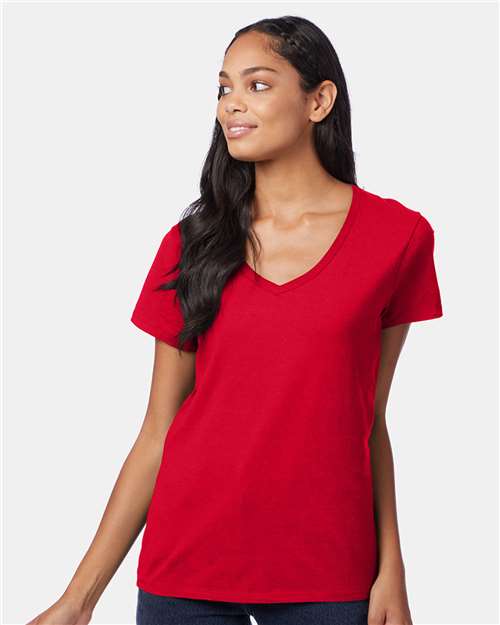 Hanes S04V Deep Red — on model front
