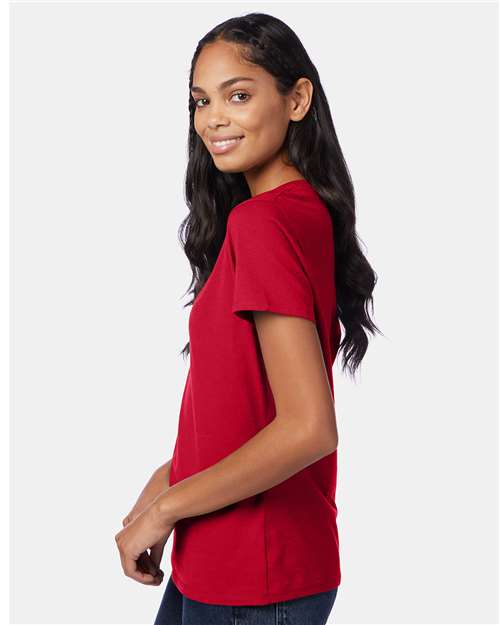 Hanes S04V Deep Red — on model side