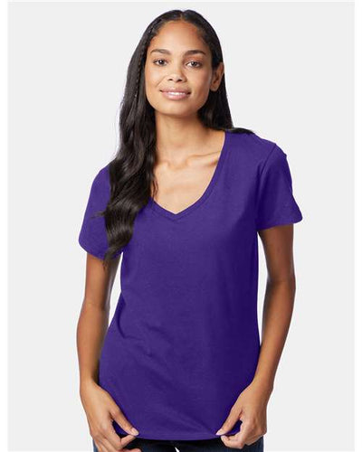 Hanes S04V Purple — on model front