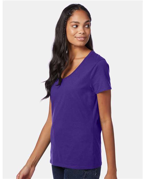 Hanes S04V Purple — on model side
