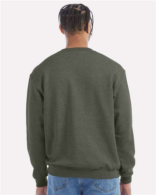 Champion S600 Dark Green Heather — on model back