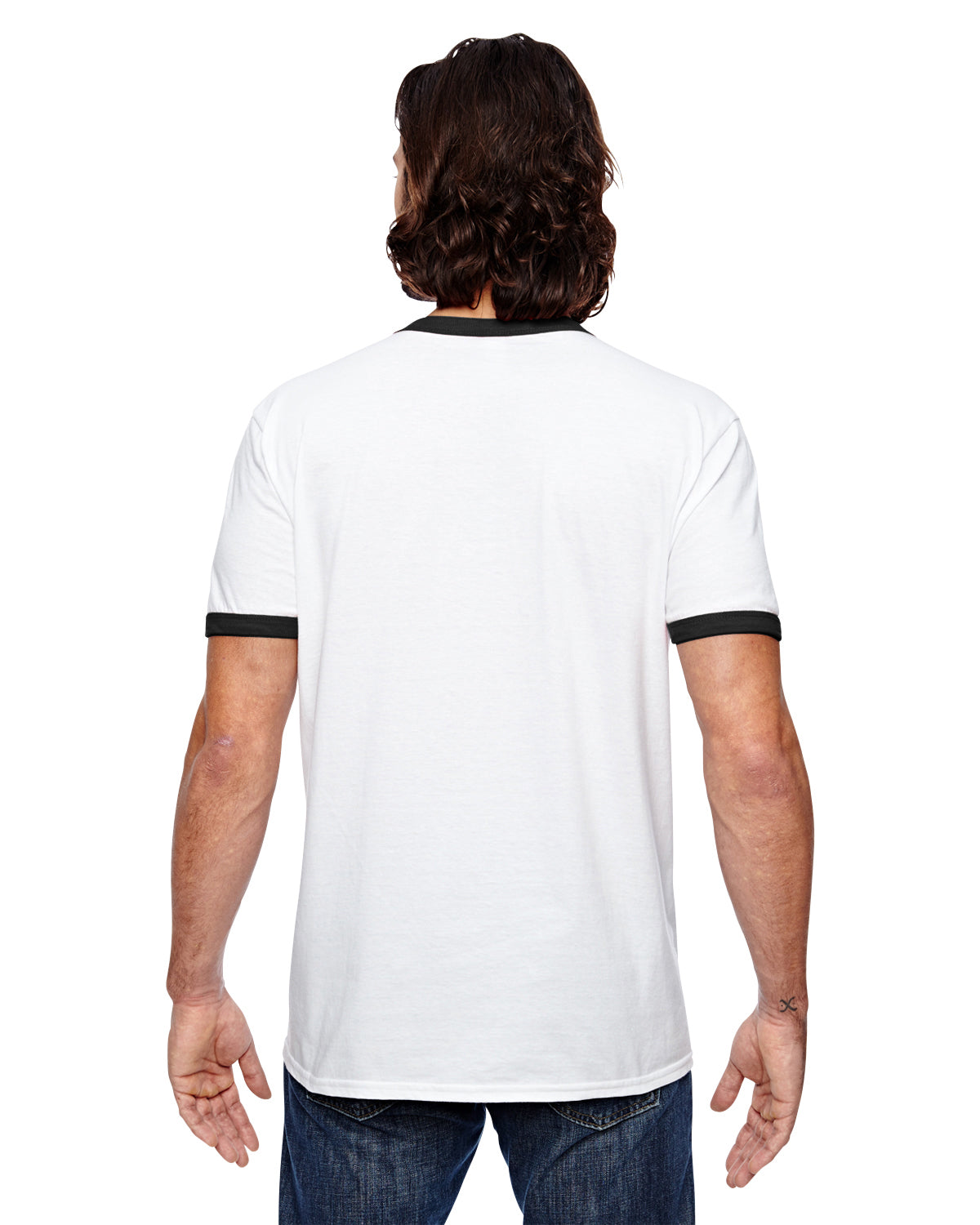 Unisex Lightweight Ringer T-Shirt - White Black