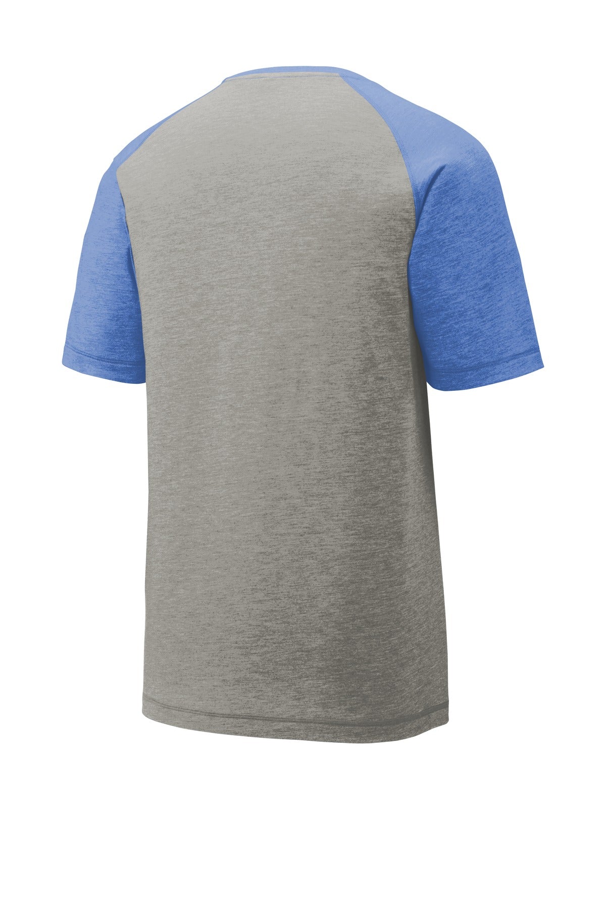 Unisex PosiCharge Tri-Blend Wicking Raglan Tee - True Royal Heather / Light Gray Heather