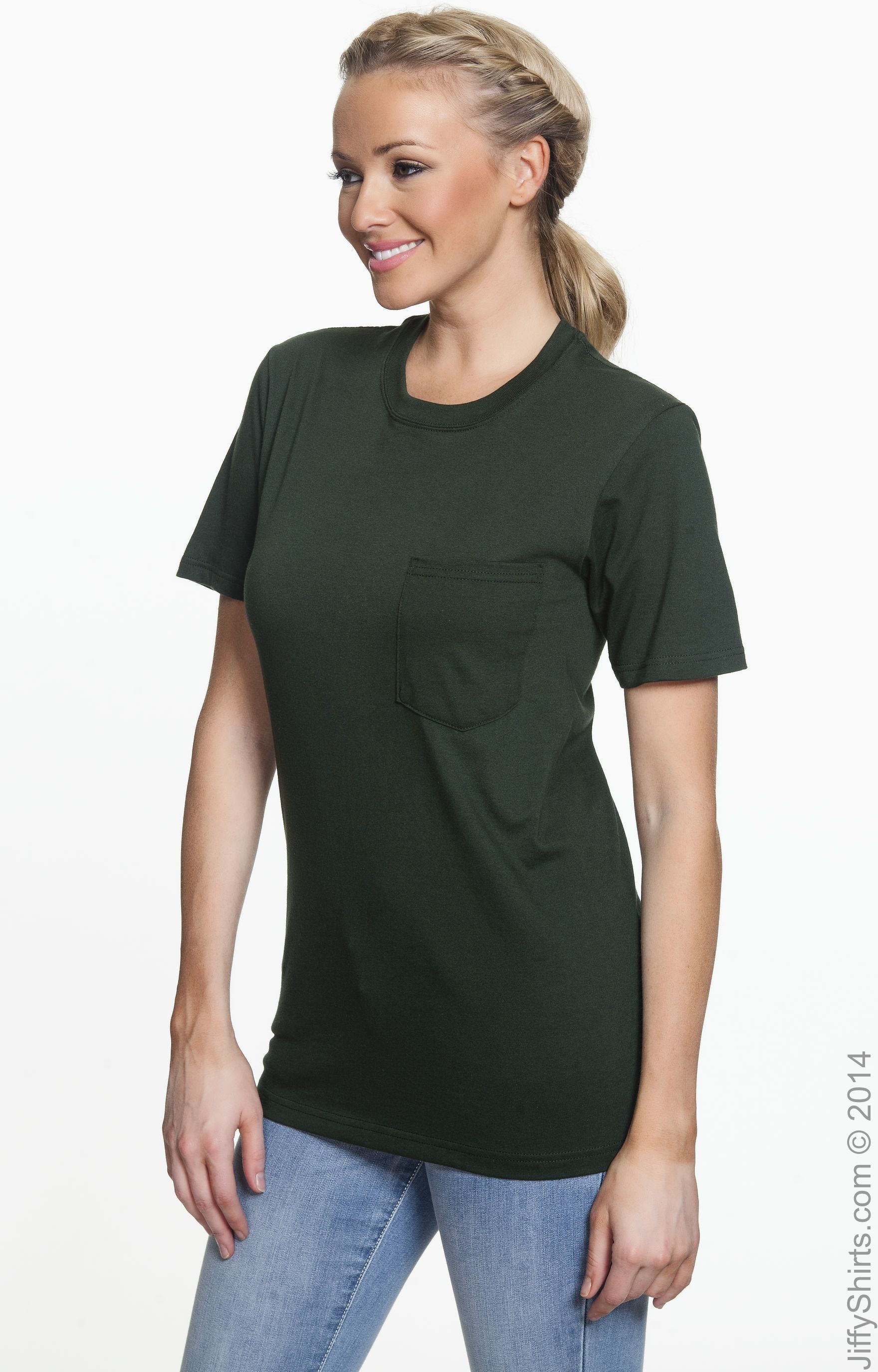 Unisex Midweight Pocket T-Shirt - Forest Green