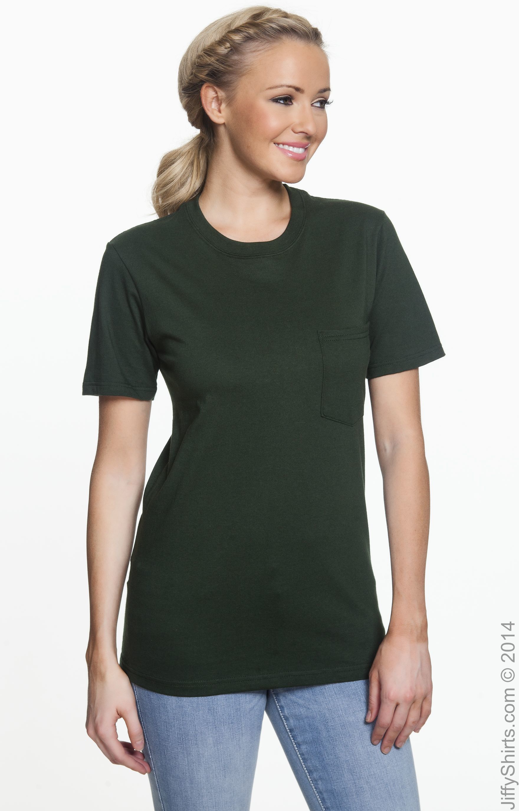 Unisex Midweight Pocket T-Shirt - Forest Green