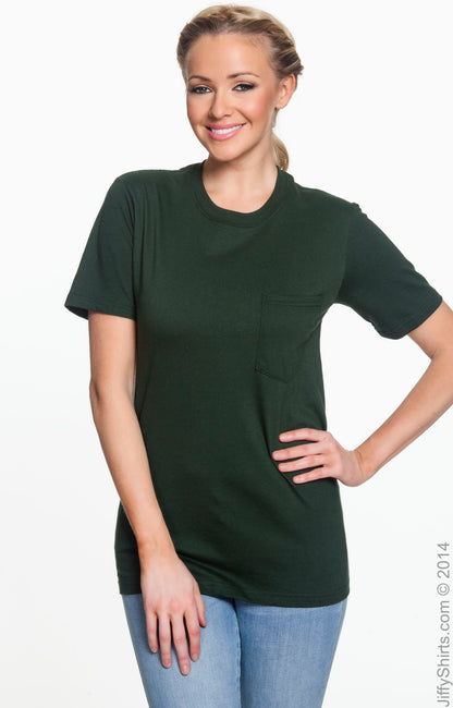 Unisex Midweight Pocket T-Shirt - Forest Green