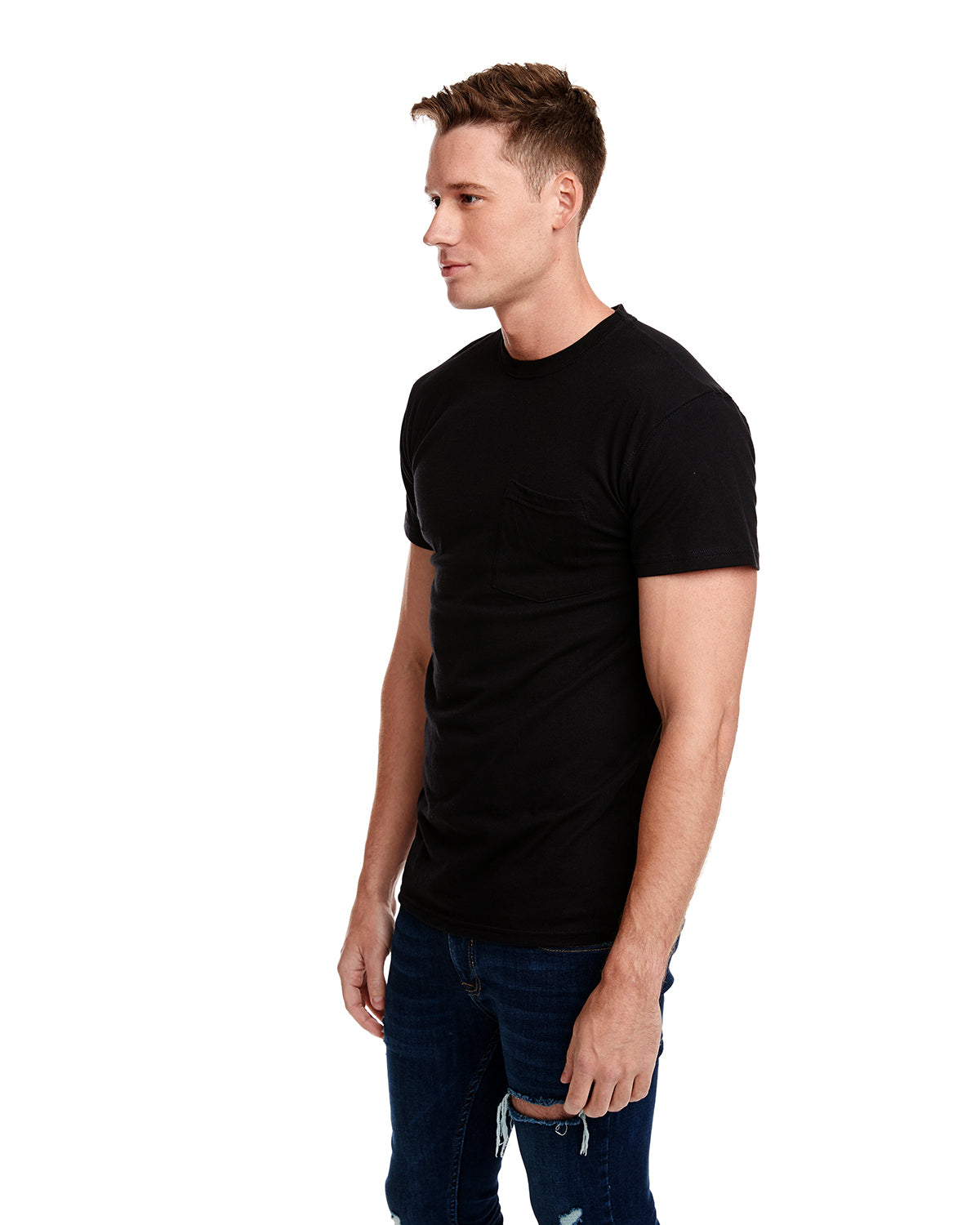 Unisex Inspired Dye Crew with Pocket - Black