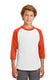 Sport-Tek YT200 - Youth Colorblock Raglan Jersey - White / Deep Orange