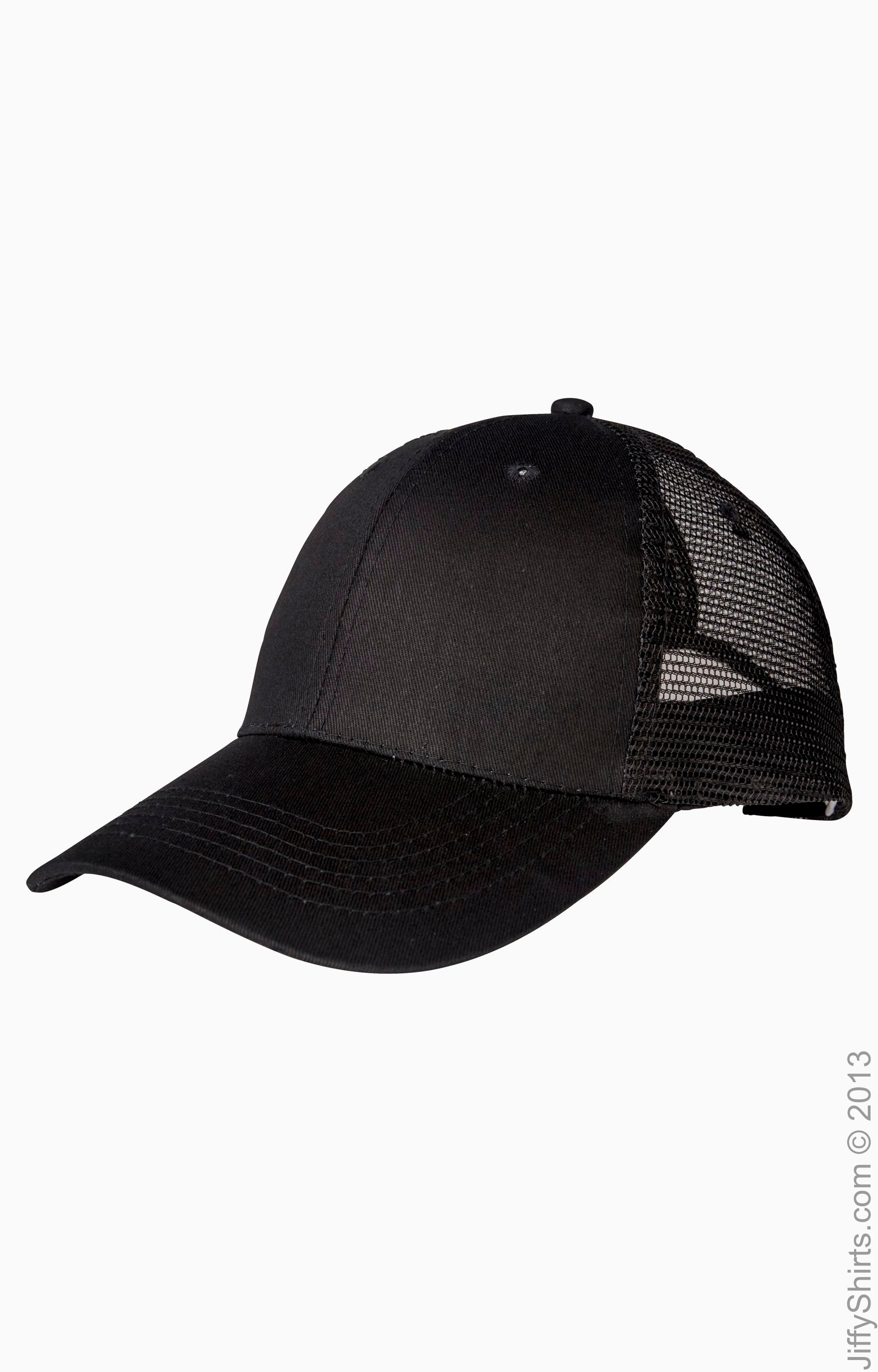 6-Panel Structured Trucker Cap - Black