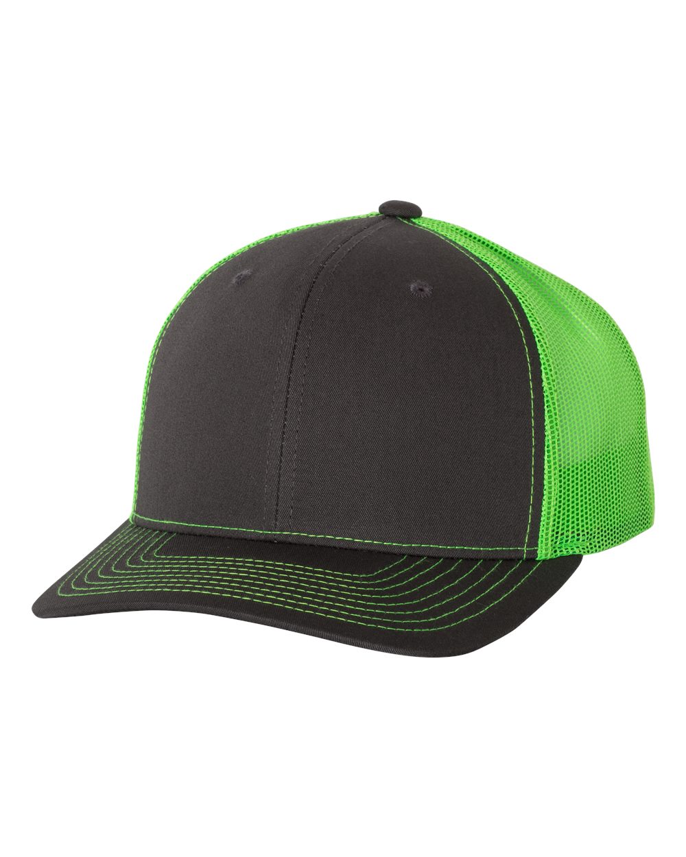 Snapback Trucker Cap - Charcoal / Neon Green