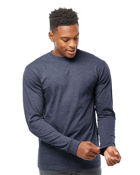 Unisex Heavyweight Long Sleeve Tee - Heather Denim