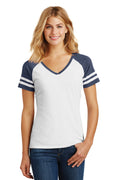 Women's Game V-Neck Tee - White / Heather True Navy
